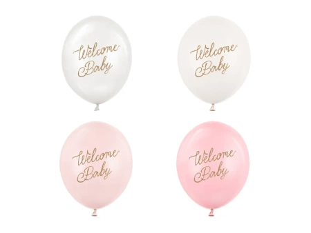 Balony 30 cm, Welcome Baby, mix różowy (50szt)