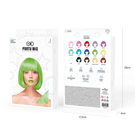 Peruka imprezowa włosy krótkie proste neonowe zielone
