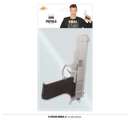 Pistolet policjanta, srebrny 24cm, atrapa