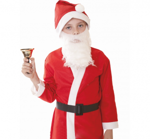 Strój "Mikołaj" (płaszcz, czapka, broda, pas) roz.110/120