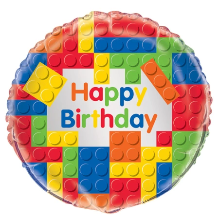 Balon urodzinowy Klocki, 18" 