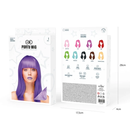 Peruka imprezowa włosy długie proste purpurowe