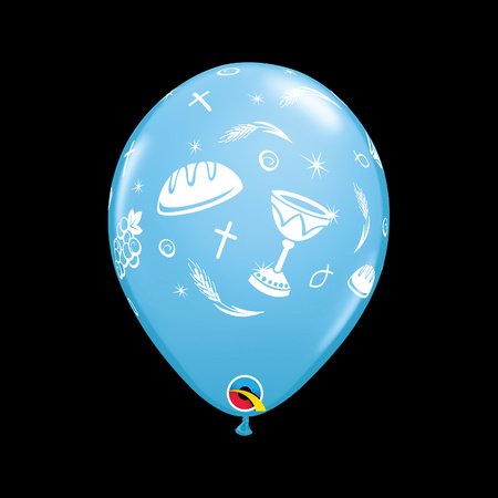 Balony lateksowe komunia niebieskie z nadrukiem