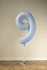 Balon foliowy Cyfra '9', 86cm, mglisty niebieski
