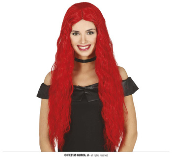 Czerwona długa peruka