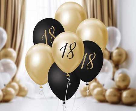 Bukiet balonowy B&C j. złoto-czarny "18", 7 szt.