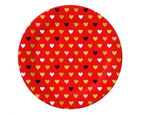 Talerzyki papierowe Kolekcja XOXO (czerwone), 18 cm/ 6 szt.