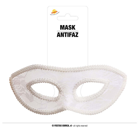 Maska karnawałowa biała koronka