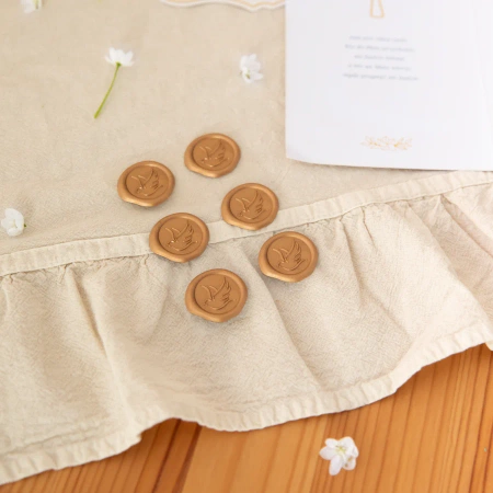 Zaproszenie Komunia Święta Złoty IHS z pieczęcią lakową 6 szt.