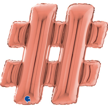 Balon Grabo 26'' Znak # (hasztag) różowe - złoto, 66cm