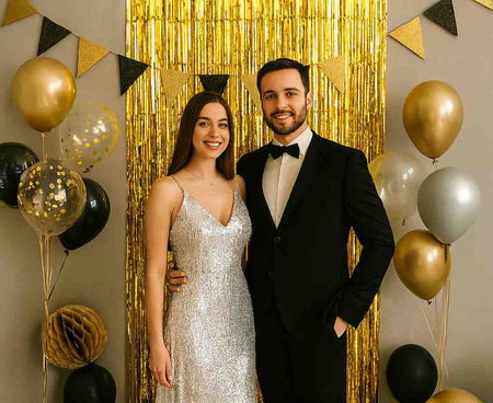 Kurtyna B&C, dekoracyjna złota, 90x240 cm