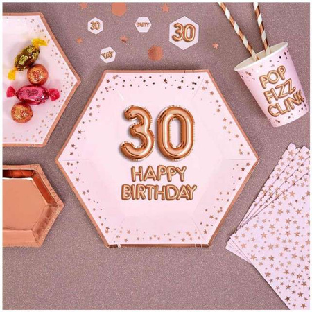 Talerzyki papierowe "Glitz & Glamour", różowo-złote