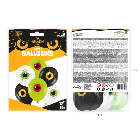 Balony Halloween Oczy 12cali 6 szt