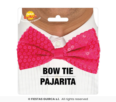 Neonowa różowa muszka cekinowa