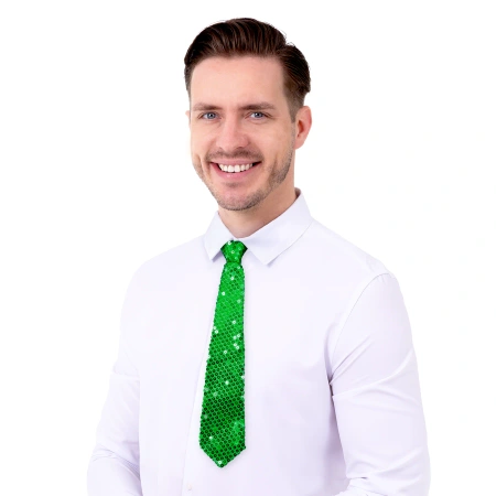 Krawat cekinowy zielony