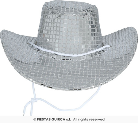 Kapelusz kowbojski srebrny disco, lata 80te