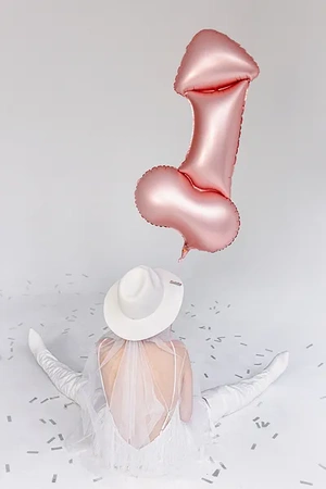 Balon foliowy Penis, 55.5x112 cm, różowe złoto