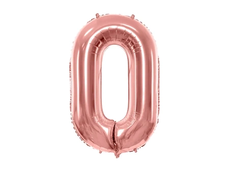 Balon foliowy Cyfra ''0'', 86cm, różowe złoto