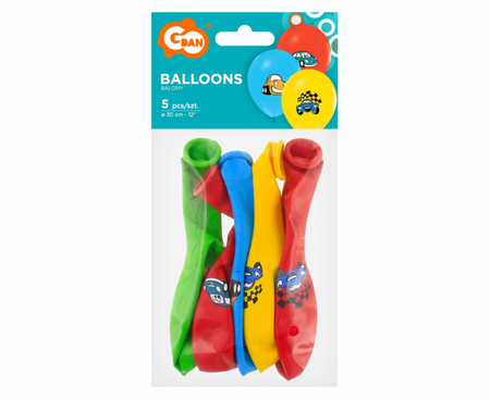 Balony Samochody (z kreskówek), 12"/ 5 szt.