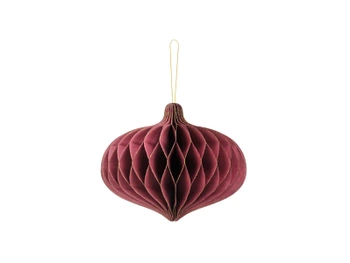 Bombka papierowa honeycomb Owal, bordo, 18x15cm