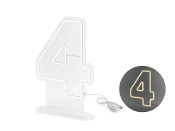 Neon LED - Cyfra ''4'', biały, 50cm