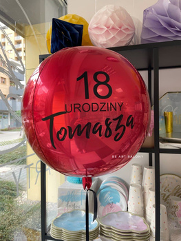Balon foliowy ORBZ - kula czerwona napełniona helem
