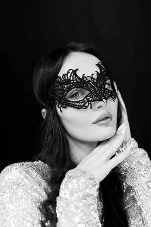 Maska karnawałowa koronkowa, czarna, 21 x 8 cm