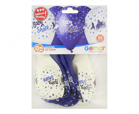 Balony Premium Hel Baby Shark, 13"/ 5 szt.