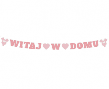 Girlanda papierowa B&G Witaj w domu, różowa, 280 cm