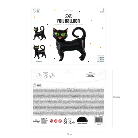 Balon foliowy stojący Czarny Kot Halloween