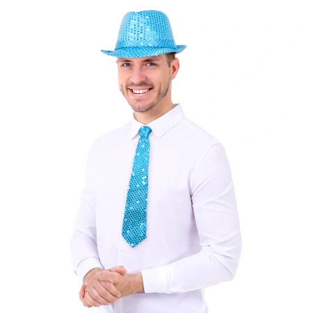 Krawat cekinowy, niebieski