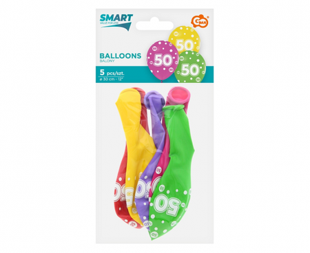 Balony z cyframi: 50, 12"/ 5 szt.