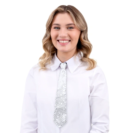 Krawat cekinowy, srebrny