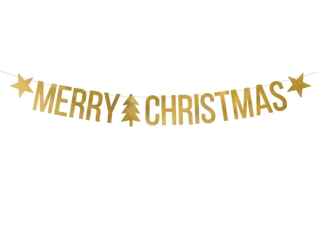 Baner Merry Christmas, złoty, 10,5x150cm