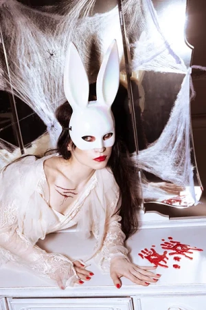 Maska Królik, 16.5x34cm, biały