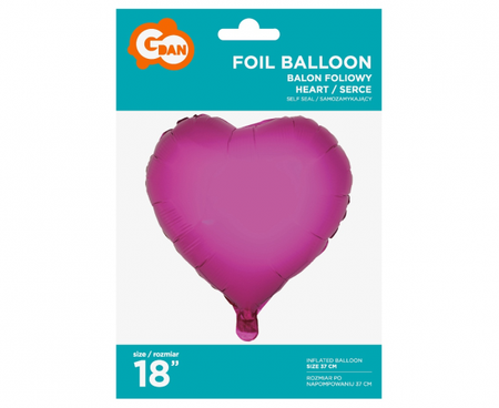 Balon foliowy "Serce", różowe, 18"
