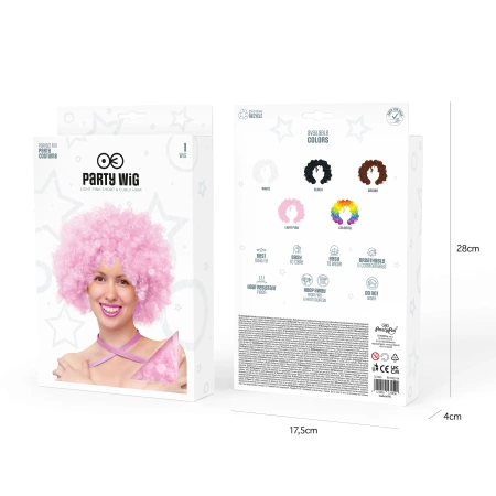 Peruka imprezowa włosy afro jasnoróżowe