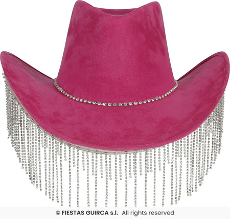 Kapelusz kowbojski różowy zamszowy z koralikami