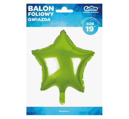 Balon foliowy "Gwiazda", j. zielona, 19"