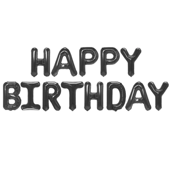Balon foliowy napis HAPPY BIRTHDAY czarny