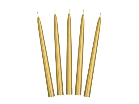 Świeca stożkowa metalizowana, złoty, 24cm