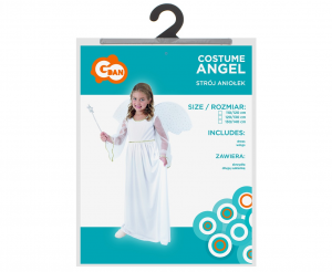 Strój dla dzieci Aniołek, (sukienka długa, skrzydła), rozm. 120/130 cm