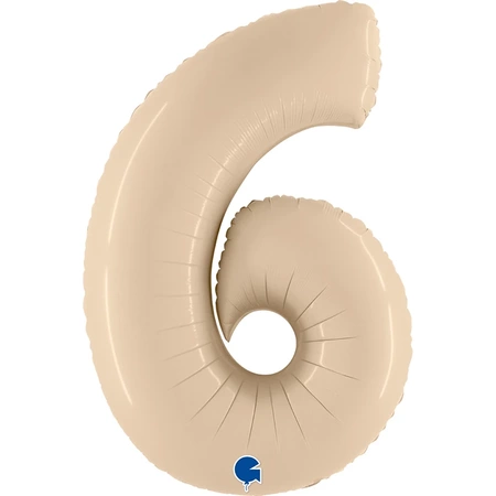 Balon foliowy Grabo - "Number 6", kremowy, 66 cm, pakowany