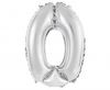 Balon foliowy "Cyfra 0", srebrna, 35 cm