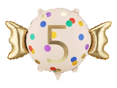 Balon foliowy Cukierek ''5'', 61x37 cm, mix