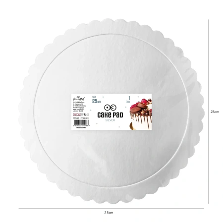 Tacka na ciasto okrągła srebrna 25cm 1szt.