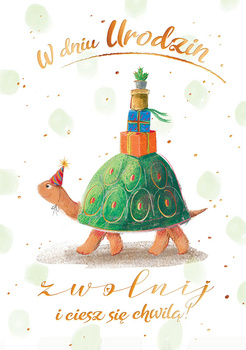 Kartka urodzinowa Żółw z prezentami