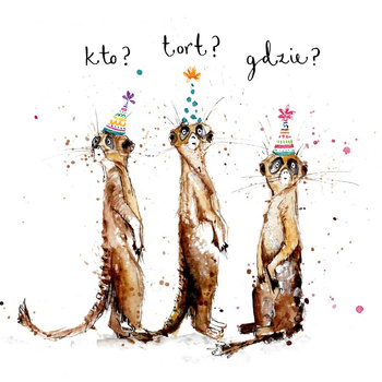 Kartka urodzinowa Trzy Surykatki