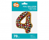 Balon foliowy Cyfra 4, ciasteczko, 78 cm