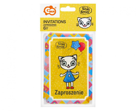 Zaproszenia pap. Kicia Kocia (licencja), 6 szt.
